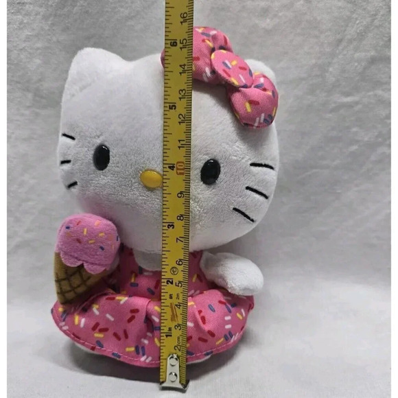 Ty Sanrio Hello Kitty Plush Stuffed Animal 6 Inch Ice Cream Pink Dress Sprinkles - Picture 8 of 9